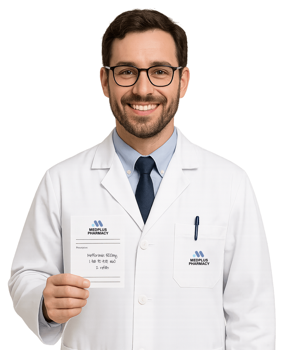 Pharmacist helping a customer at Medplus Pharmacy in Torrance